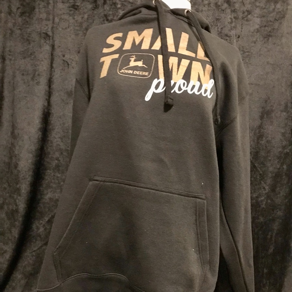 John Deere Small Town Proud Black Hoodie- M